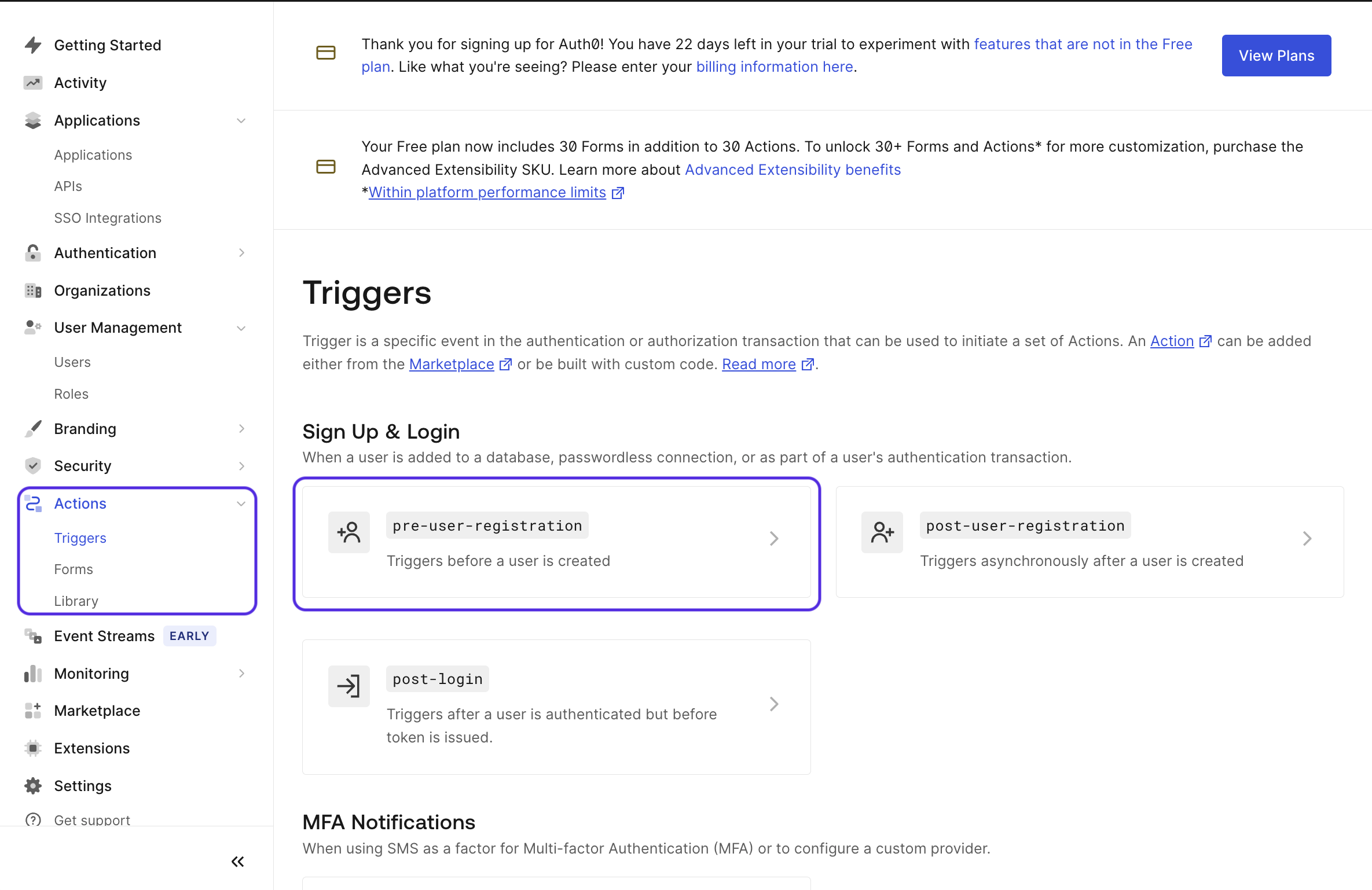Selecting a trigger
